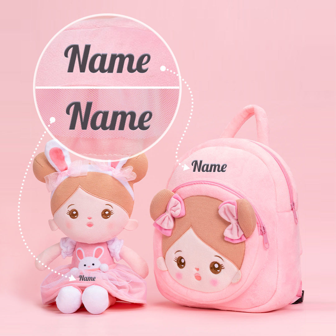 Personnalisée Poupée en Peluche avec Yeux Ouverts en Costume de Lapin