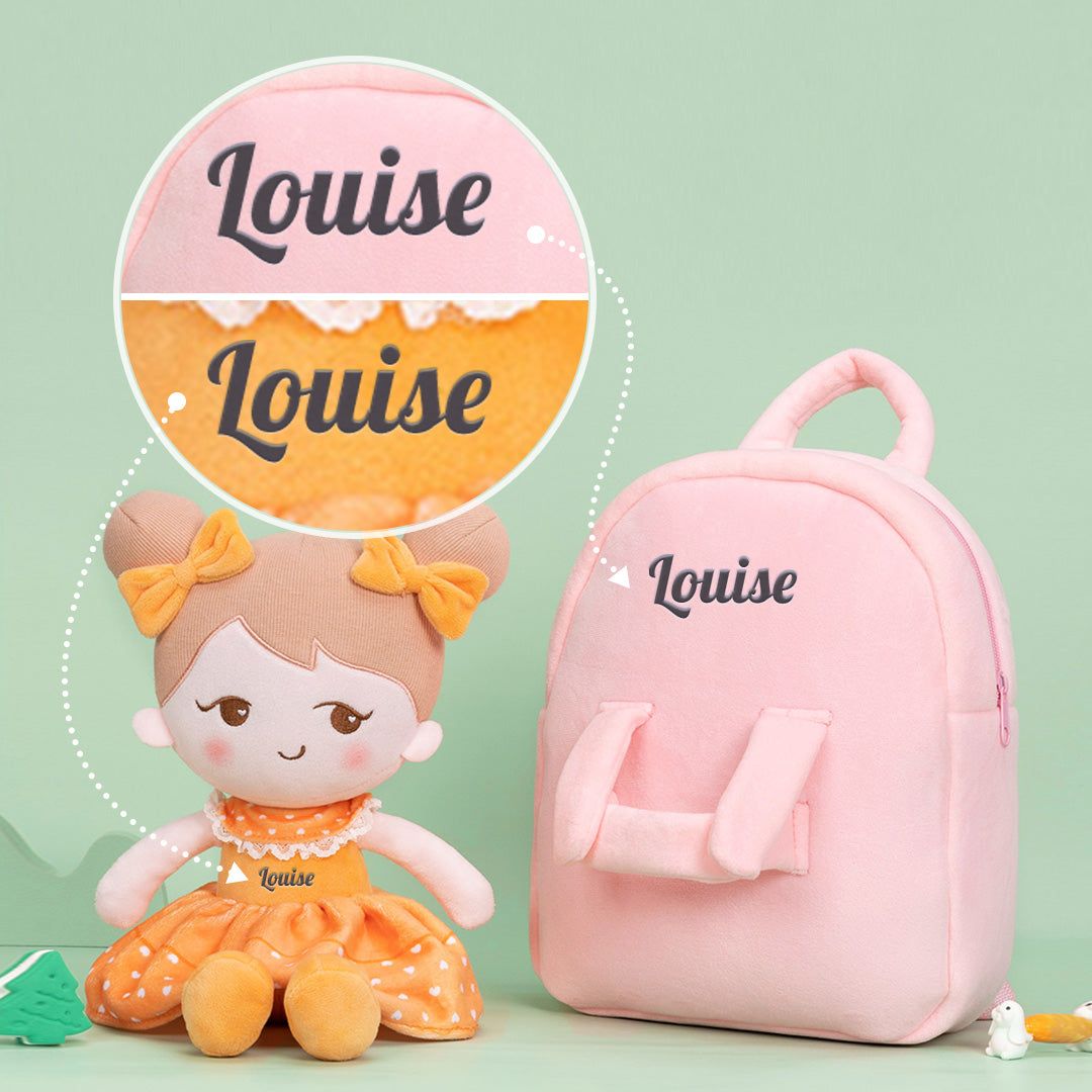 Personnalisée Poupée en Peluche avec Expression Coquine en Robe Orange