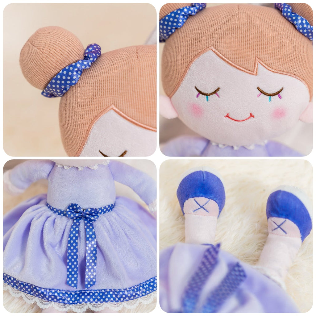 Personnalisée Poupée en Peluche avec Cils Arc-en-ciel en Robe Violet Clair