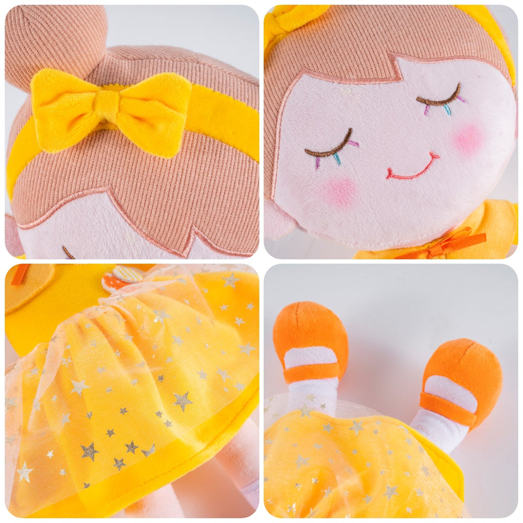 Personnalisée Poupée en Peluche avec Cils Arc-en-ciel en Robe Jaune