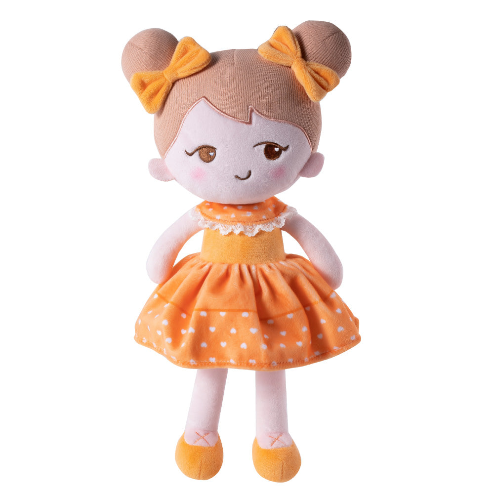 Personnalisée Poupée en Peluche avec Expression Coquine en Robe Orange