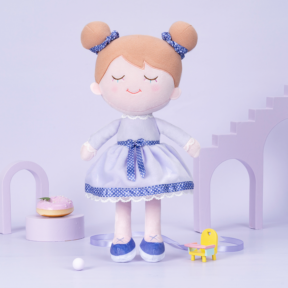 Personnalisée Poupée en Peluche avec Cils Arc-en-ciel en Robe Violet Clair