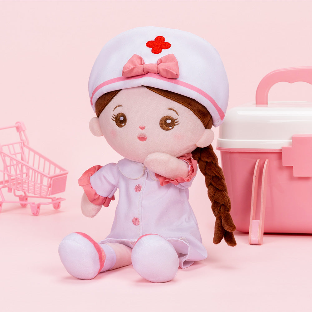 Personnalisée Poupée en Peluche avec Yeux Ouverts de Infirmière