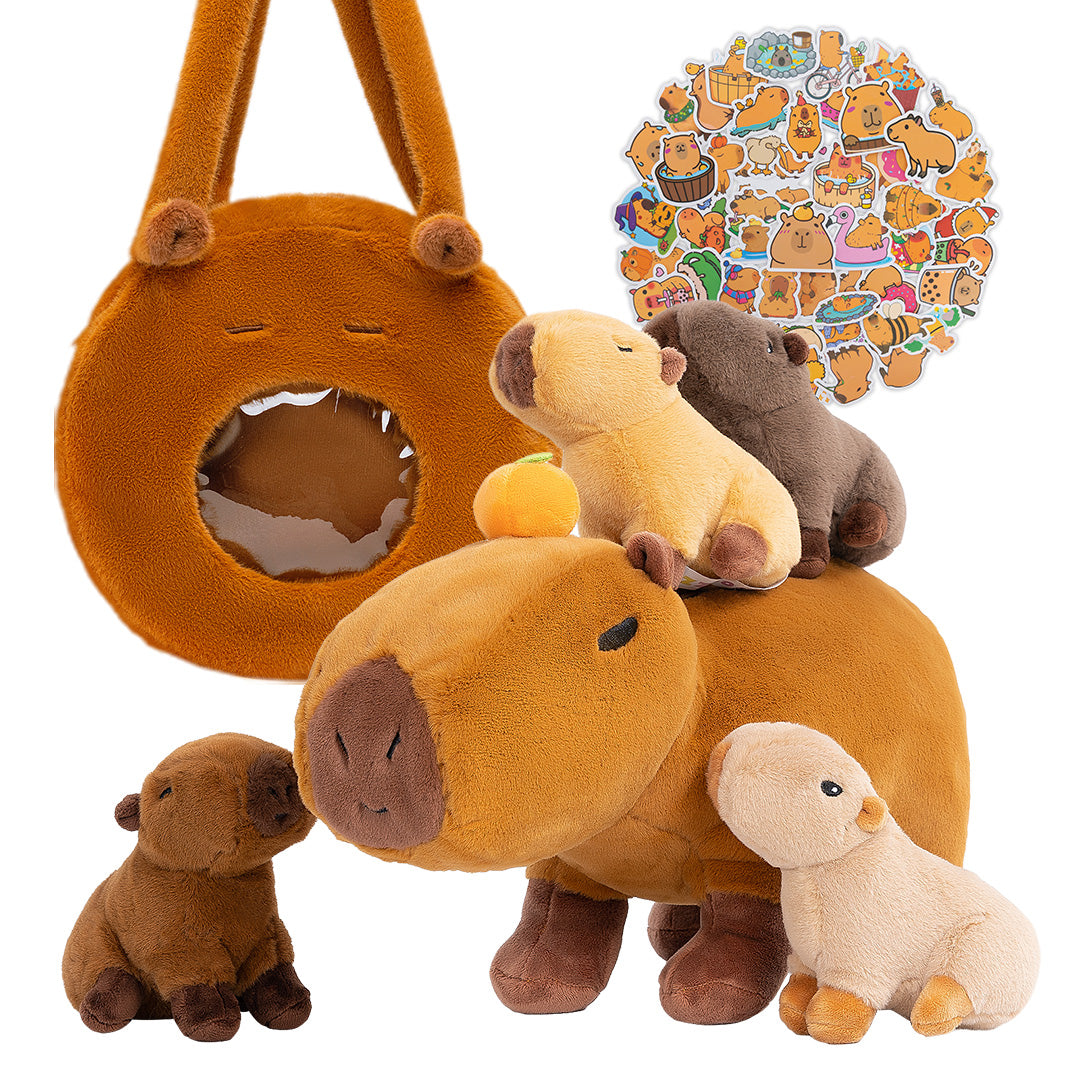 Ensemble de jouets en peluche de la famille Capybara