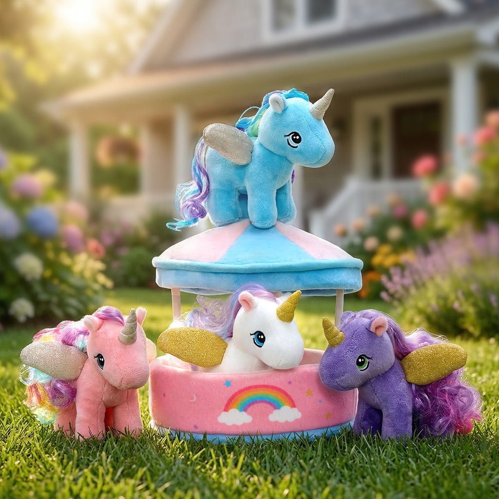 Ensemble de peluches Carrousel avec 4 licornes