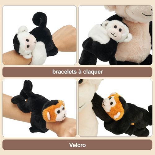 Peluche singe capucin avec 4 bébés