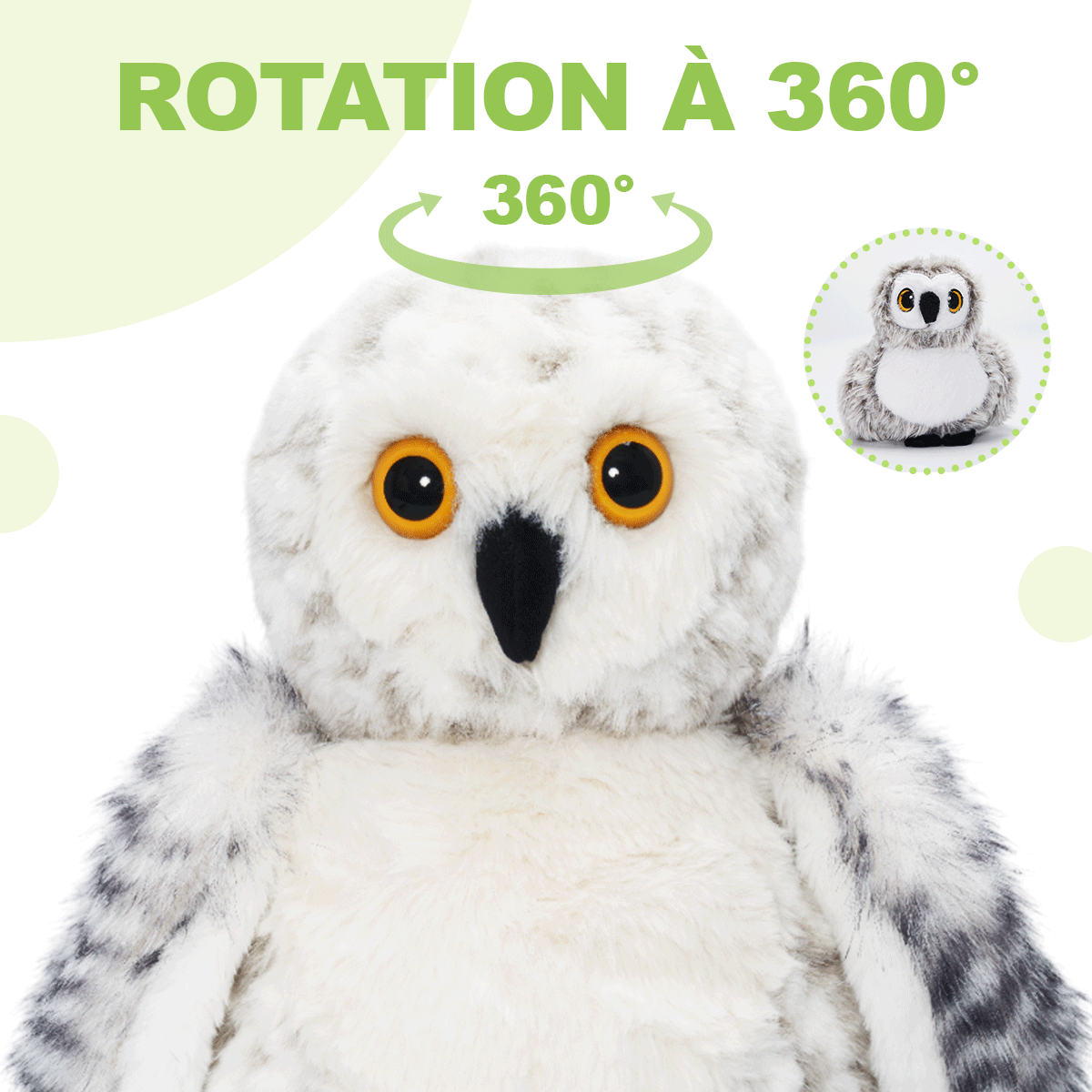 Peluches famille Hibou avec 4 bébés - Avec tête rotative