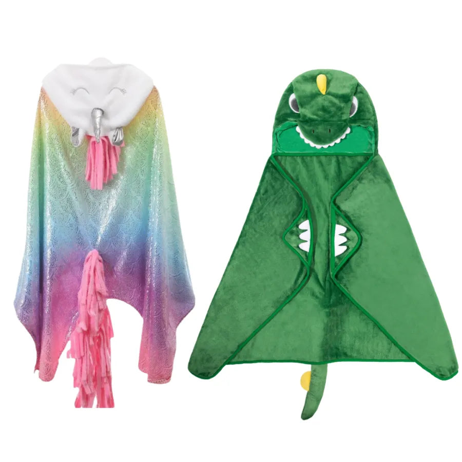 Couverture à capuche ultra douce - Dinosaure & Licorne