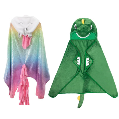 Couverture à capuche ultra douce - Dinosaure & Licorne