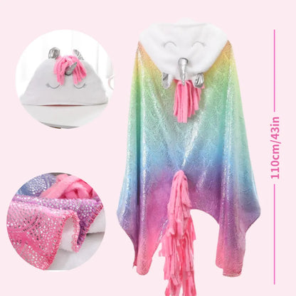 Couverture à capuche ultra douce - Dinosaure & Licorne