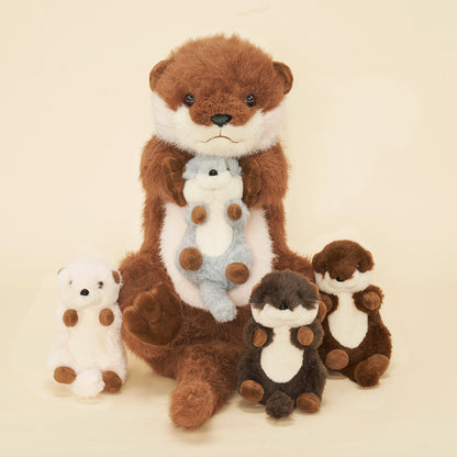 Peluches famille Loutre avec 4 bébés