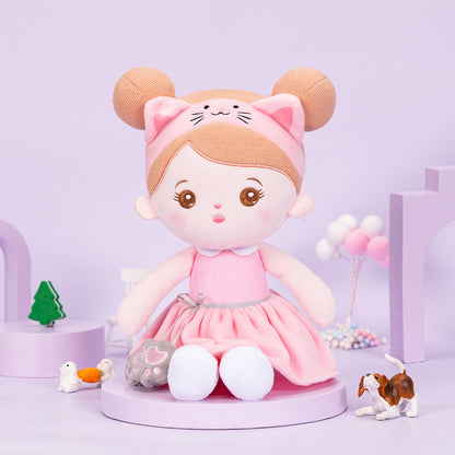Personnalisée Poupée en Peluche avec Yeux Ouverts de Chat Rose