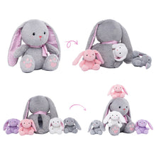 Charger l&#39;image dans la galerie, Ensemble de Jeu en Peluche de Famille Lapins avec 4 Bébés Coffrets Cadeaux pour Tout-petit