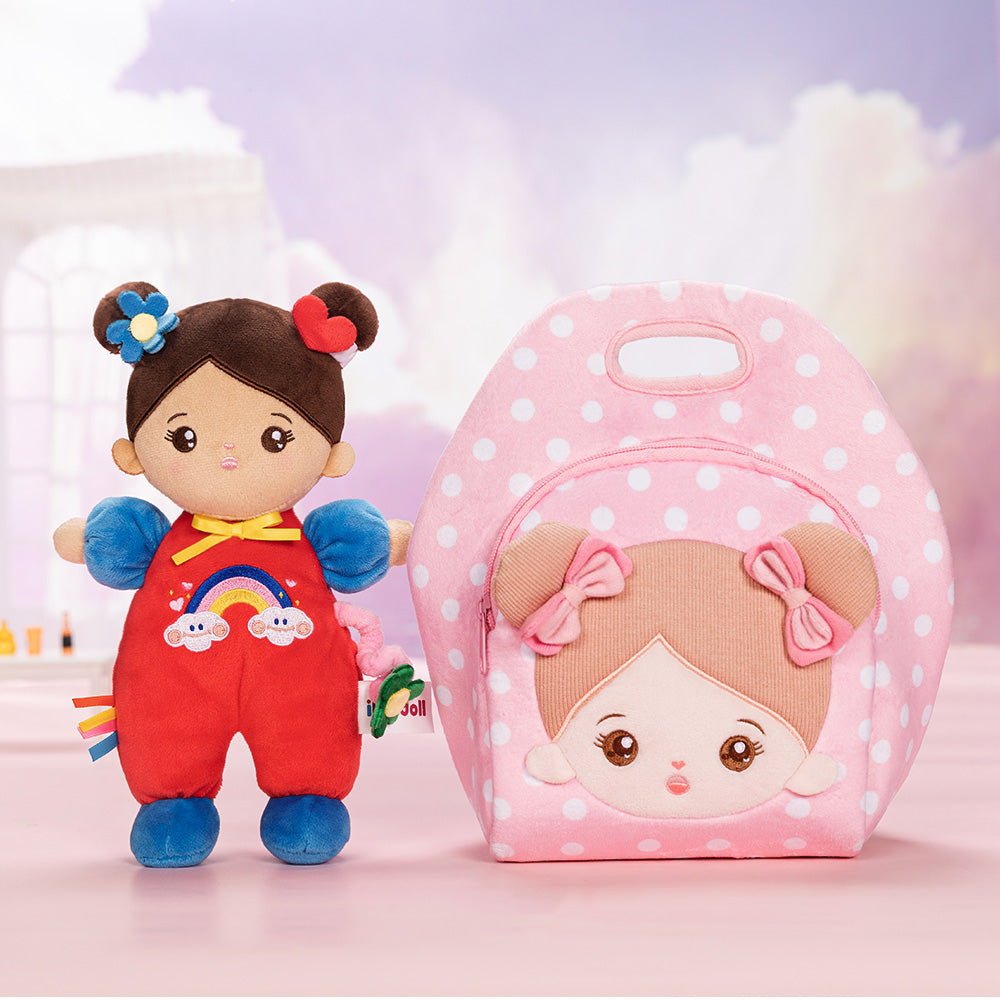 Mini Personnalisée Poupée en Peluche avec Yeux Ouverts dans Teint Brun