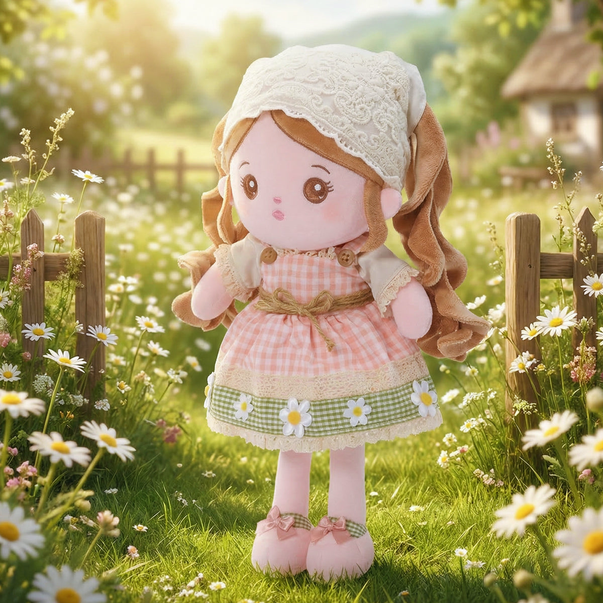 Poupée bébé en peluche personnalisée de style champêtre