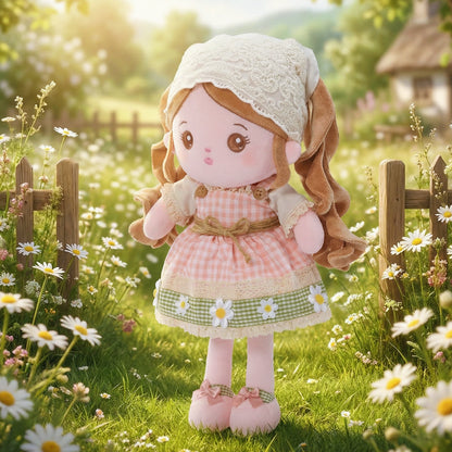 Poupée bébé en peluche personnalisée de style champêtre