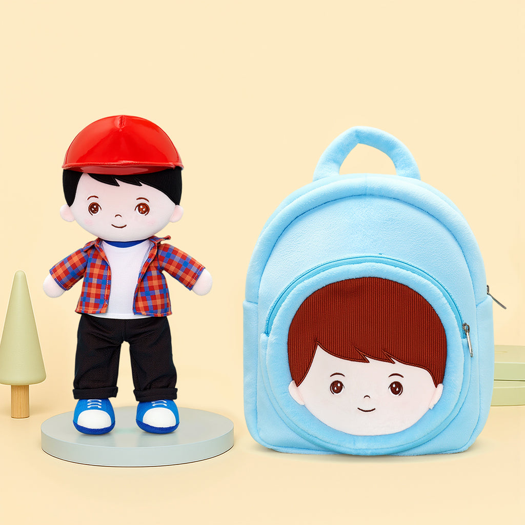 Personnalisée Poupée en Peluche pour Garçon en Chemise à Carreaux