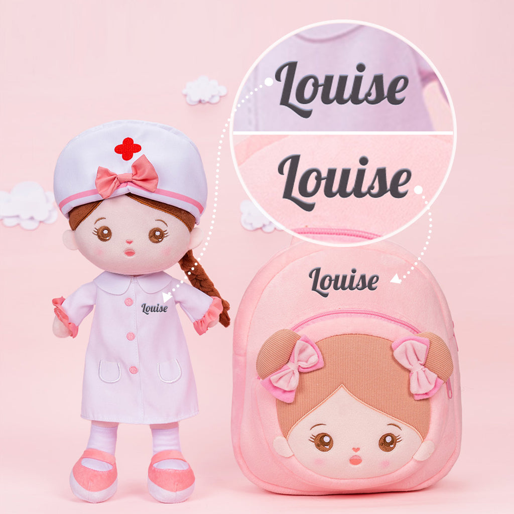 Personnalisée Poupée en Peluche avec Yeux Ouverts de Infirmière