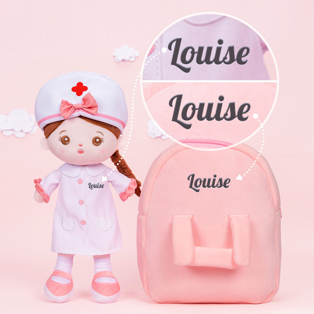 Personnalisée Poupée en Peluche avec Yeux Ouverts de Infirmière