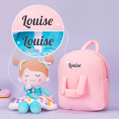 Personnalisée Poupée en Peluche avec Cils Arc-en-ciel en Robe Arc-en-ciel