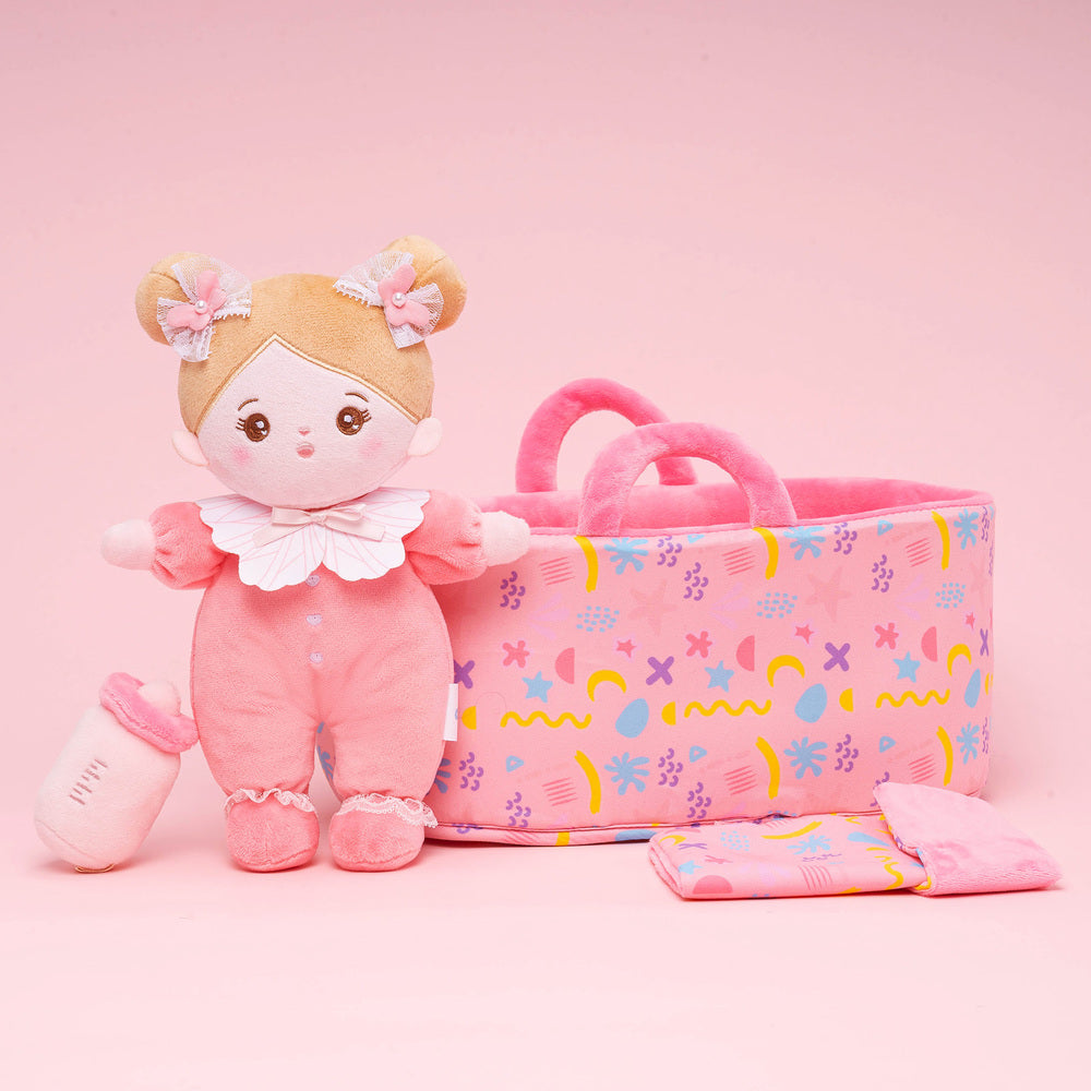 Mini Rose Personnalisée Poupée en Peluche avec Yeux Ouverts & Ensemble-cadeau