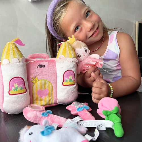 Personnalisée Premier Ensemble de Jouet Sonore en Peluche de Château de Princesse pour Bébé
