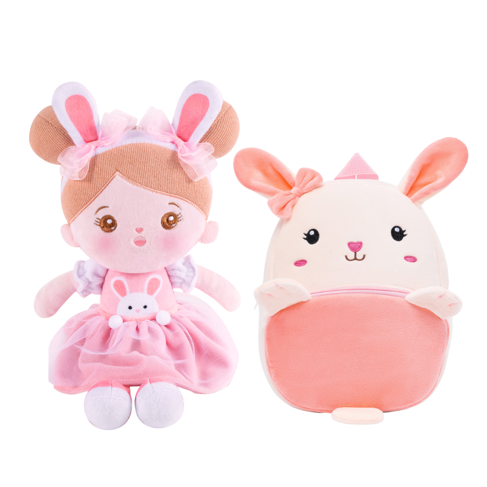 Personnalisée Poupée en Peluche avec Yeux Ouverts en Costume de Lapin