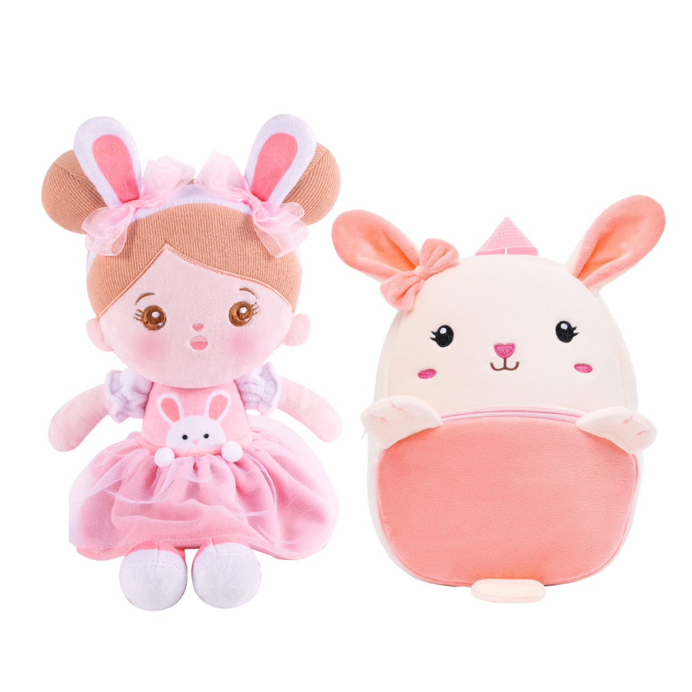 Personnalisée Poupée en Peluche avec Yeux Ouverts de Lapin et Ensemble-cadeau & Boite Cadeau