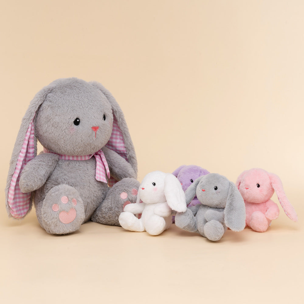 Ensemble de Jeu en Peluche de Famille Lapins avec 4 Bébés Coffrets Cadeaux pour Tout-petit