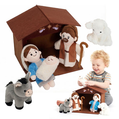 Set de Nativité Doux – Crèche en Peluche avec la Sainte Famille & les Animaux