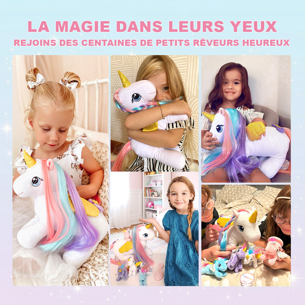 Ensemble de Jeu en Peluche de Famille Licornes avec 4 Bébés Coffrets Cadeaux pour Tout-petit