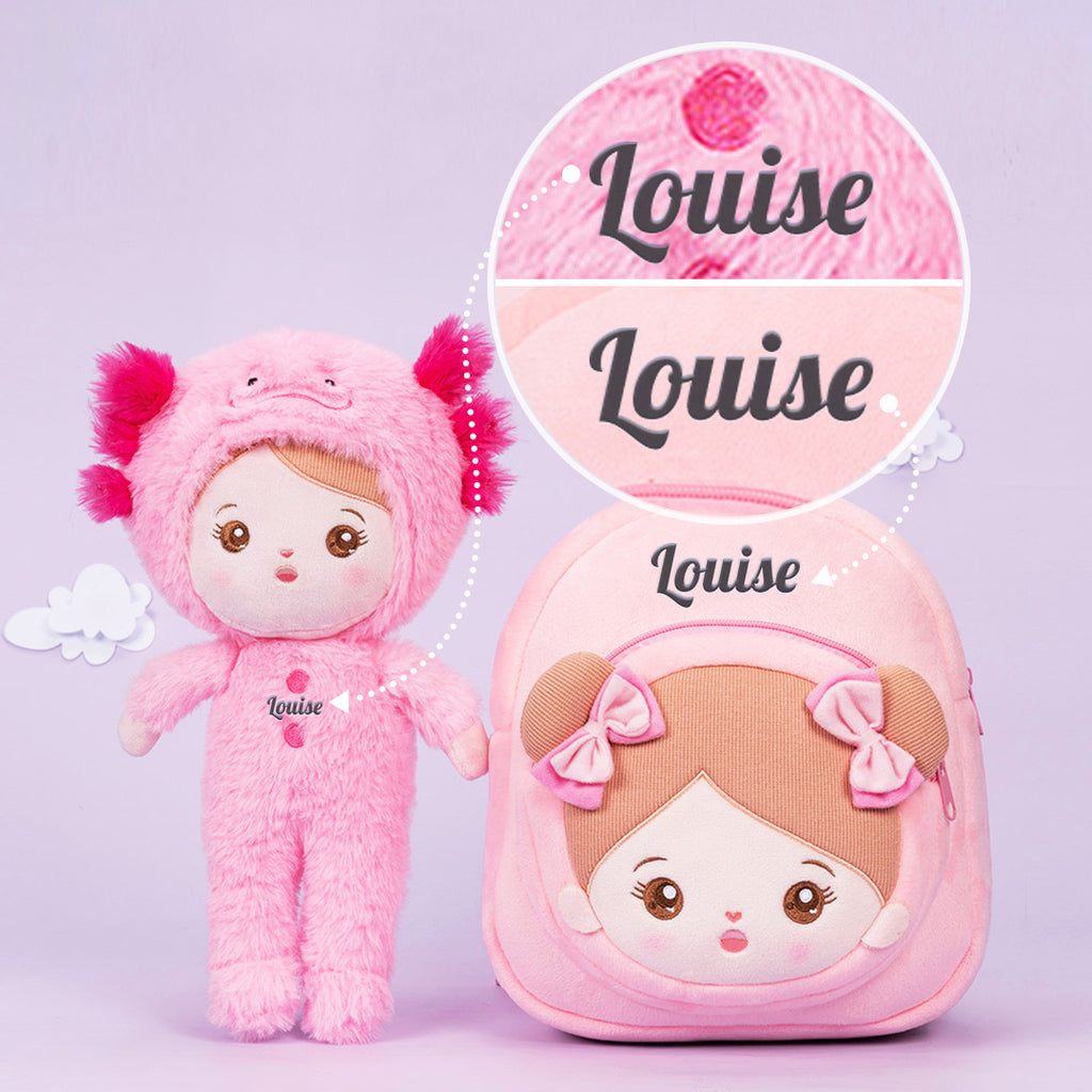 Personnalisée Poupée en Peluche avec Yeux Ouverts de Salamandre Géante Rose