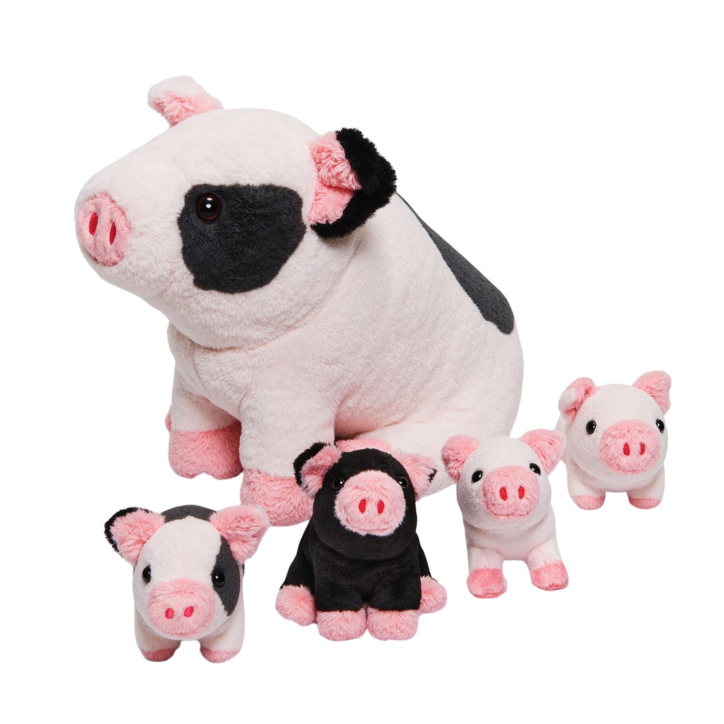 Peluche de La Famille des Cochons Tachetés, Qui Contient 4 Adorables Porcelets en Peluche