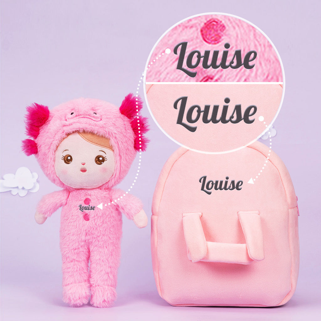 Personnalisée Poupée en Peluche avec Yeux Ouverts de Salamandre Géante Rose