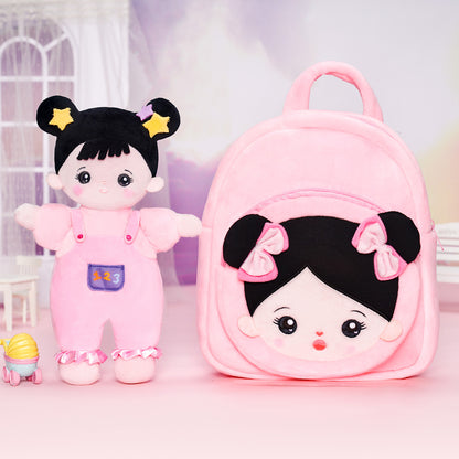 Mini Personnalisée Poupée en Peluche avec Yeux Ouverts aux Cheveux Noirs