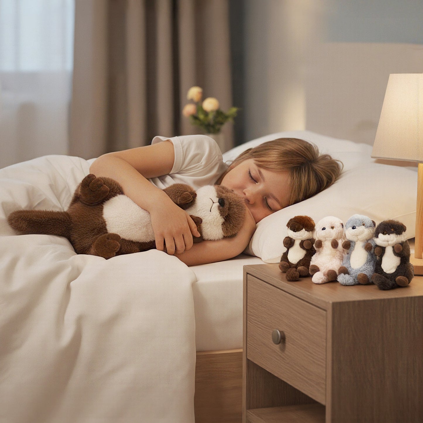 Peluches famille Loutre avec 4 bébés
