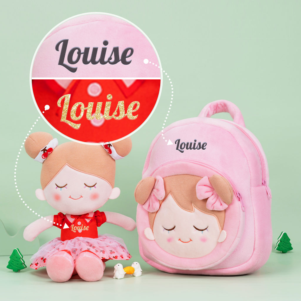 Personnalisée Poupée en Peluche avec Cils Arc-en-ciel en Costume de Cerise