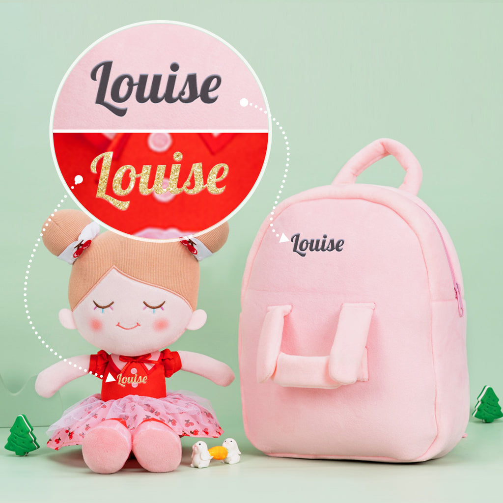 Personnalisée Poupée en Peluche avec Cils Arc-en-ciel en Costume de Cerise