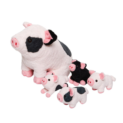 Peluche de La Famille des Cochons Tachetés, Qui Contient 4 Adorables Porcelets en Peluche
