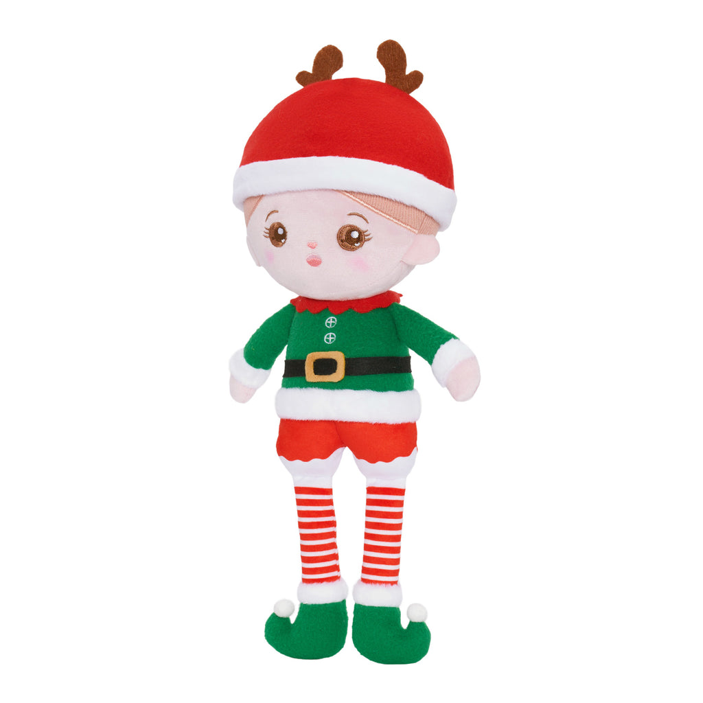 Poupée en peluche personnalisée de costume de Noël d’orignal vert