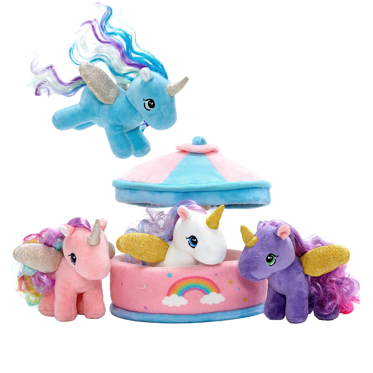 Ensemble de Jouets en Peluche Carrousel Licorne