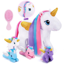 Charger l&#39;image dans la galerie, Ensemble de Jeu en Peluche de Famille Licornes avec 4 Bébés Coffrets Cadeaux pour Tout-petit