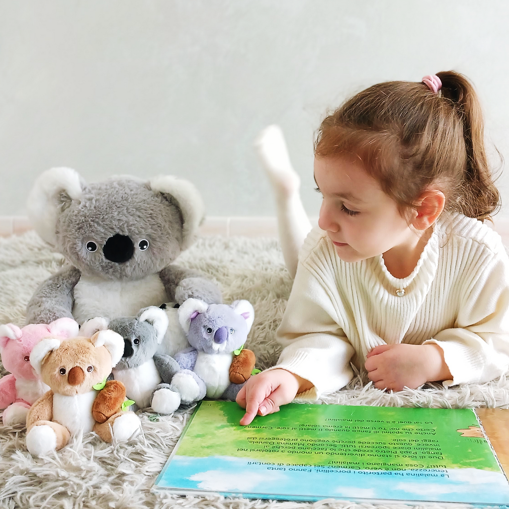 Ensemble de Jeu en Peluche de Famille Koalas avec 4 Bébés Coffrets Cadeaux pour Tout-petit