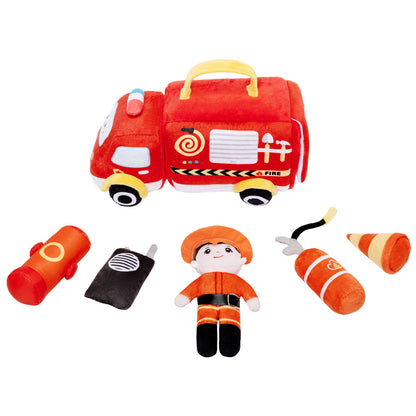 Personnalisée Premier Ensemble de Jouet Sonore en Peluche de Pompier pour Bébé
