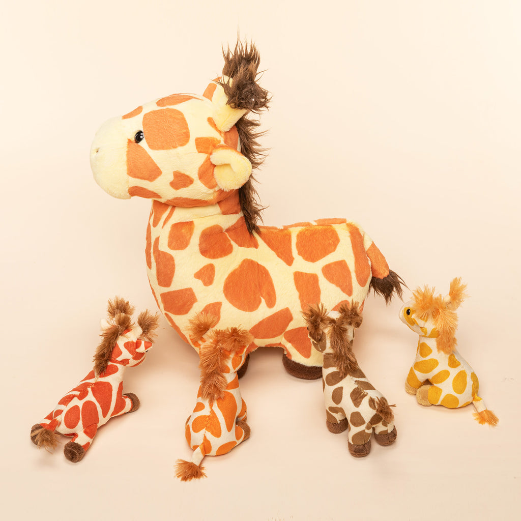 Ensemble de Jouets en Peluche Famille Girafe avec Coffret Cadeau 4 Pièces pour Bébé et Tout-petit