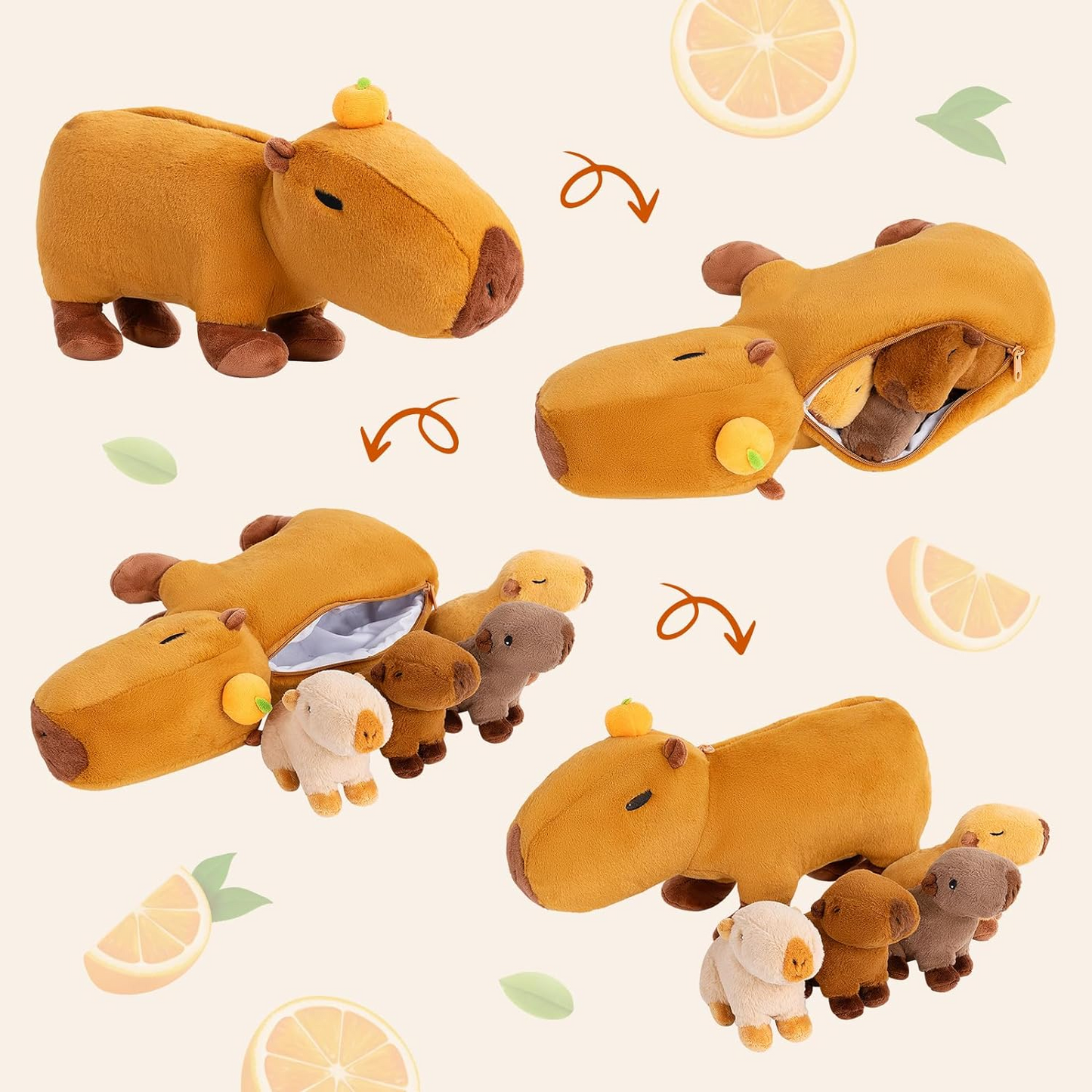 Ensemble de jouets en peluche de la famille Capybara