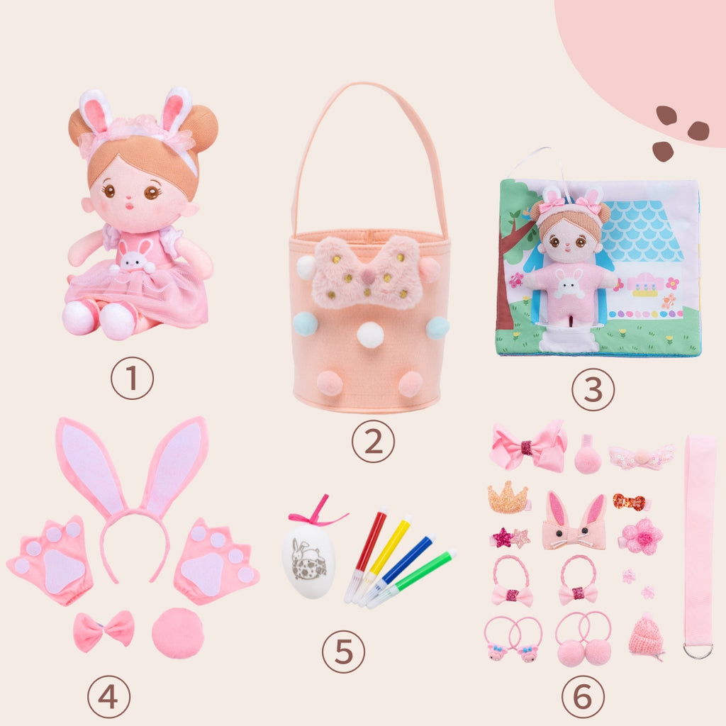 Vente de Pâques - Ensemble cadeau personnalisé de poupée en peluche Bunny Girl