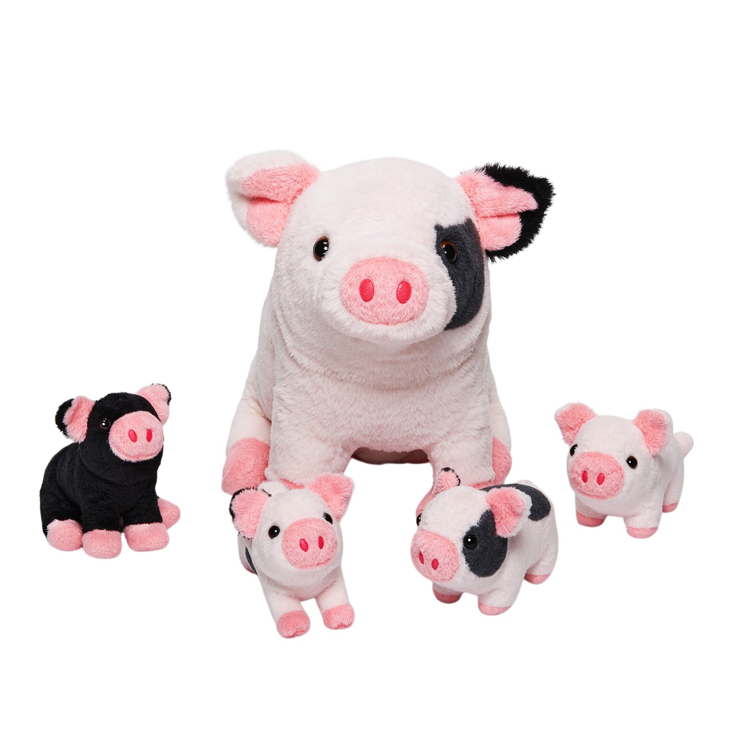 Peluche de La Famille des Cochons Tachetés, Qui Contient 4 Adorables Porcelets en Peluche