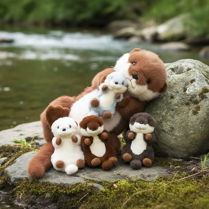Peluches famille Loutre avec 4 bébés