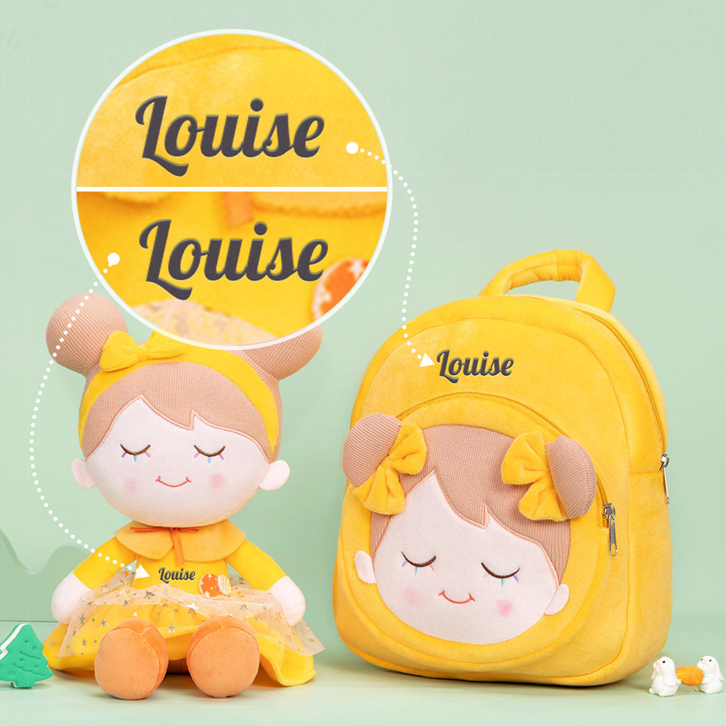 Personnalisée Poupée en Peluche avec Cils Arc-en-ciel en Robe Jaune